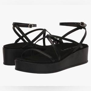 Anne Klein Sandals Womens 10M iFlex Black Platform/Flatform Strappy Casual